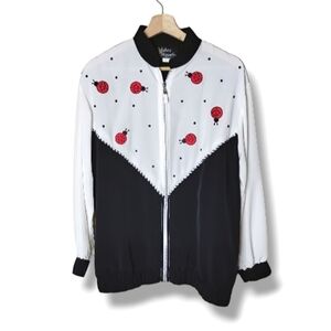 Vintage 90s Silver Threads Ladybug Jacket Womens Size S Casual Windbreaker